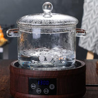 Glass Cooking Pot, Microwave Safe Heat-Resistant Instant Glass Noodle Bowl Cooking Pot with Lid and Handles for Baby Food, 1900ML Heat-resistant Glass