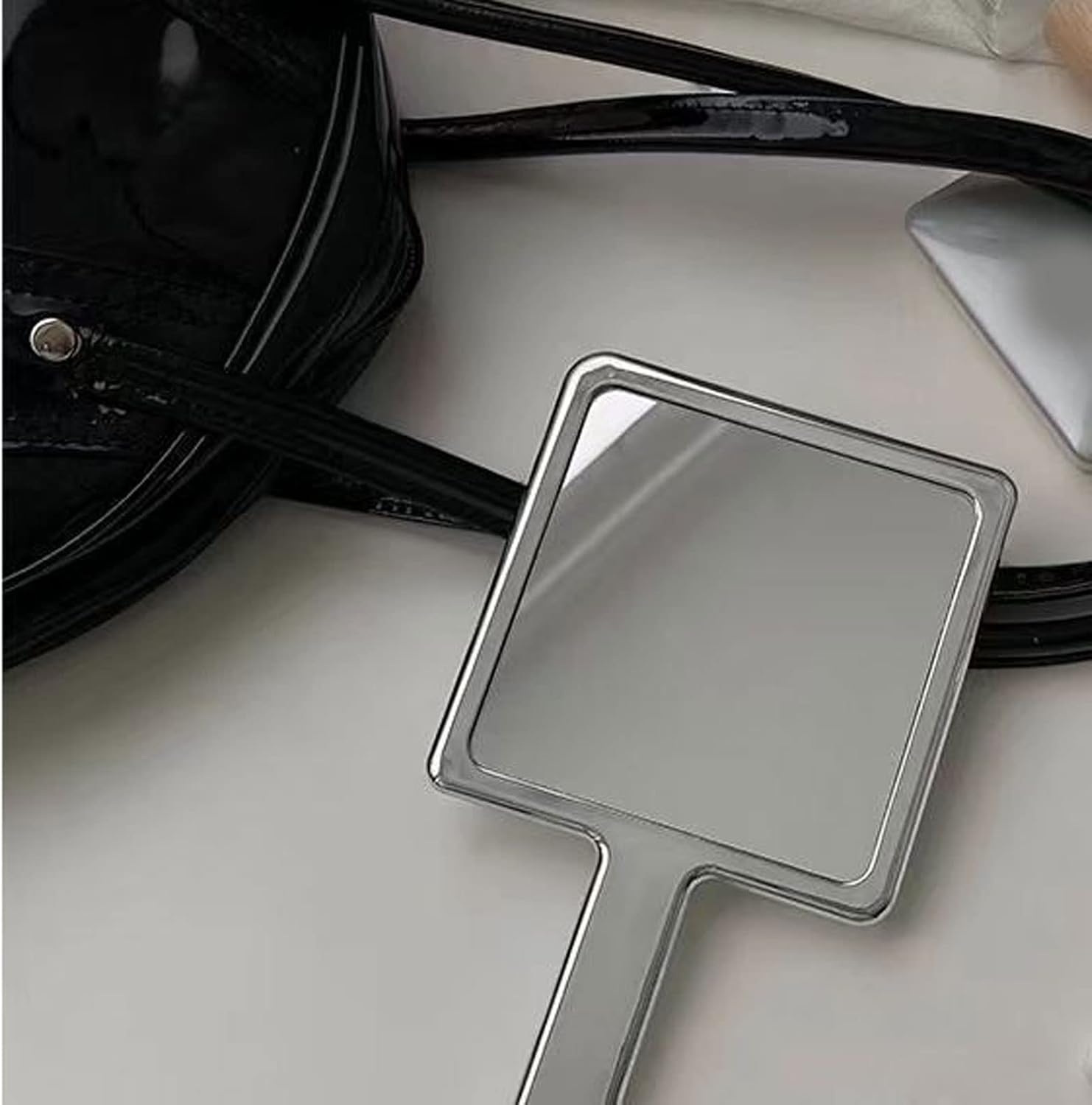 (NET)Mirror for Makeup Liquid Temperament Square Handle Mirror Makeup Mirror/ 053262