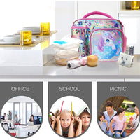 (NET) Kids lunch bag insulated lunch bag school nursery lunch bag double tier food lunch bag laser unicorn / 22049-UC