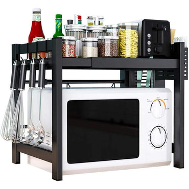 ( NET) Microwave oven rack Creativity Multilayer Stainless Kitchen Shelf Floor-mounted Bold Thick Kitchen Storage Rack Adjustable