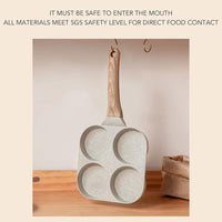 4 Hole Nonstick Egg Hamburger Frying Pan, Versatile Mini Omelette Pan with Handle, Pancake Pan,Easy Release, Easy Cleaning,Perfect for Home Cooking