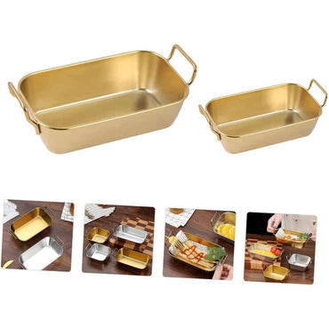 (NET) Food Serving Tray with Handle Plate 16x12x5.5 CM