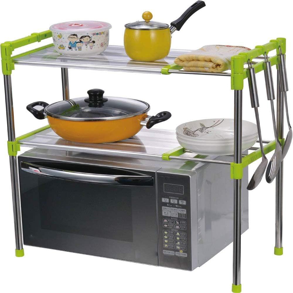( NET ) Kitchen Shelf Adjustable 2 Layer Microwave Oven Unit Storage Rack Space Saving Shelf / 5852