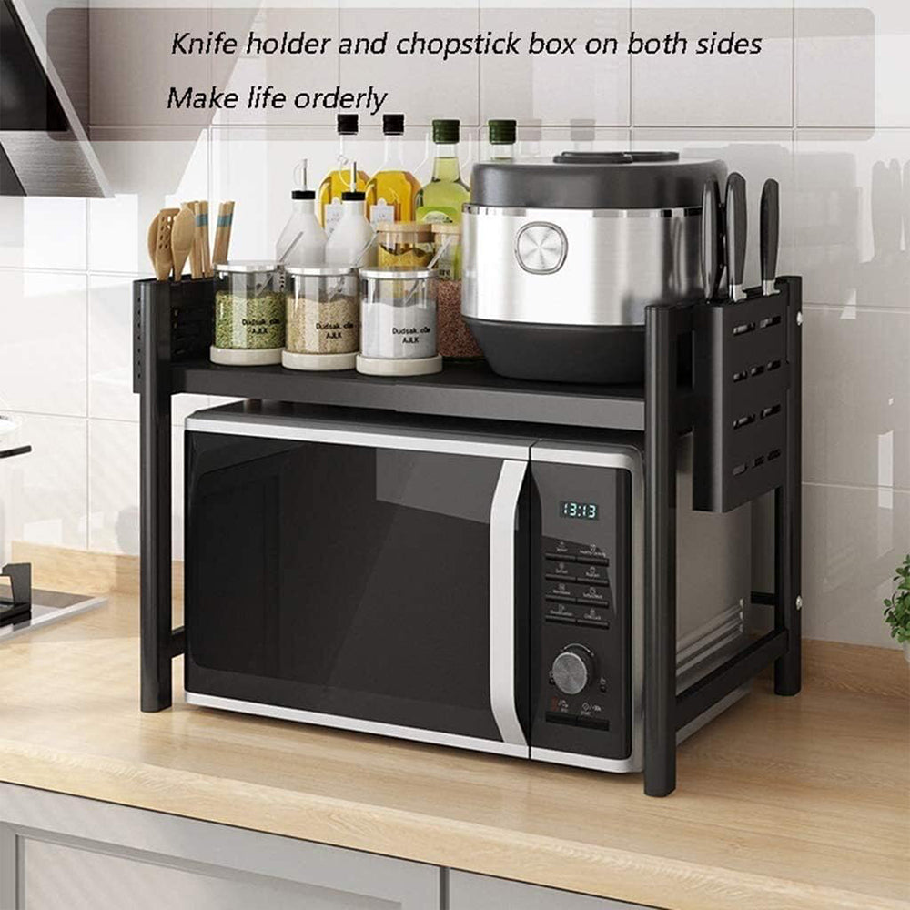 ( NET) Microwave oven rack Creativity Multilayer Stainless Kitchen Shelf Floor-mounted Bold Thick Kitchen Storage Rack Adjustable
