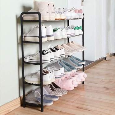 Streamlined White 5-Layer Shoe Storage Rack - Maximize Your Home's Shoe Organization 746404