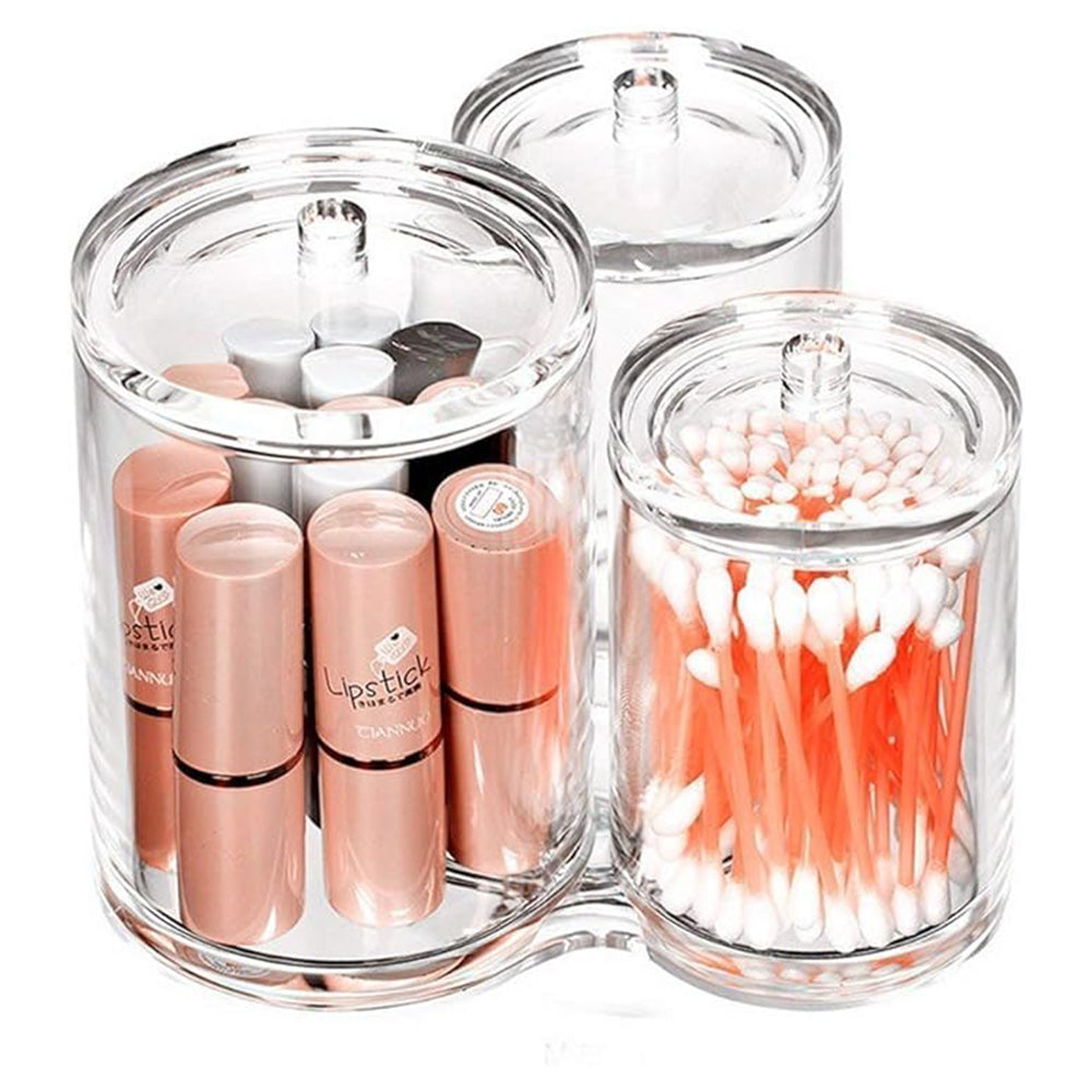 Acrylic Cotton Bud And Ball Holder Cosmetic Storage Makeup Organizer Bath Accessory