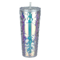 (NET) Tumbler With Lid And Straw Iced Coffee Cups Travel Mug Reusable Plastic Cups Insulated Tumblers Double Walled  750 ML