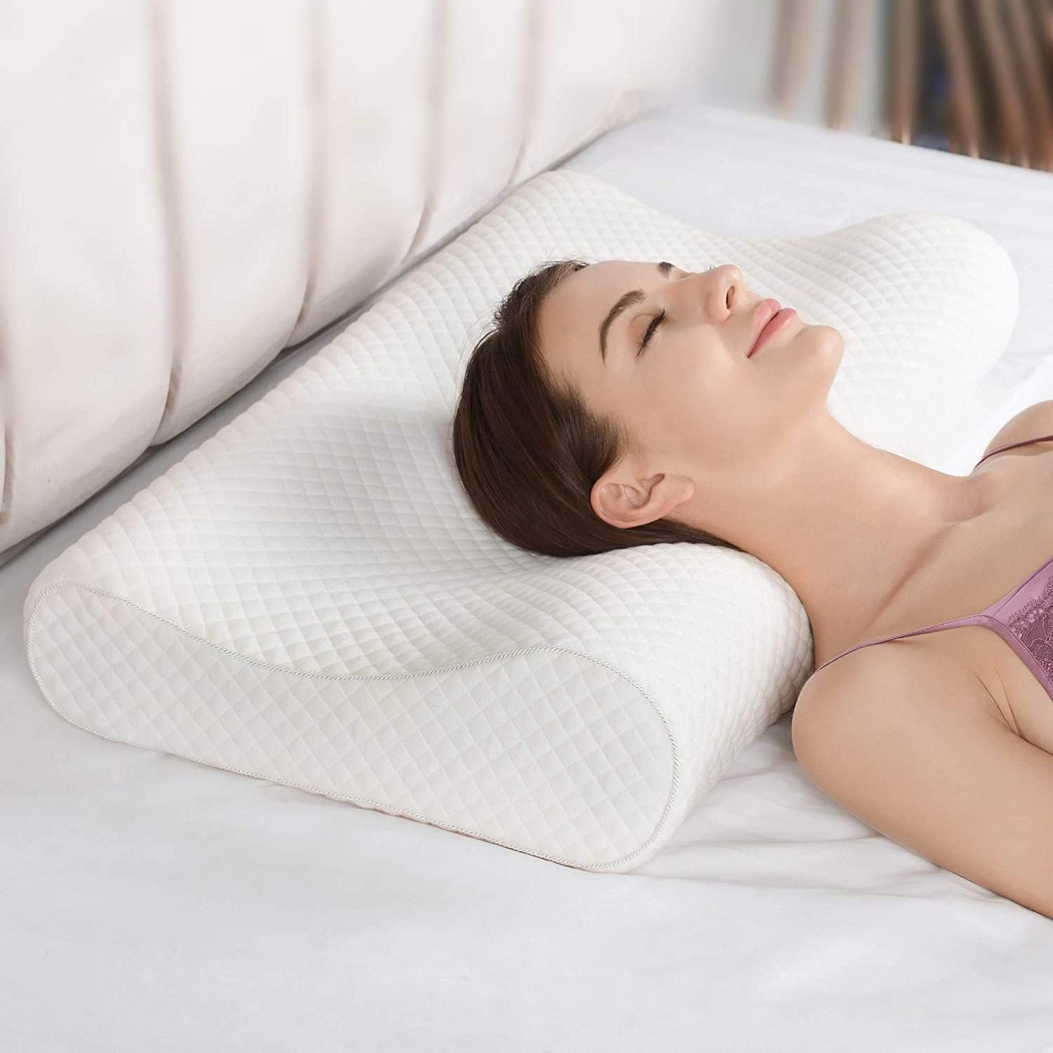 (NET) Orthopedic Memory Foam Contour Shape Pillow For Comfortable And Pain Relief Sleep / KR-1401