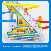 (NET) Happy Duck Slide Toy Set Funny Automatic Stair-Climbing Duck Cartoon Race Track Set (616-3A)