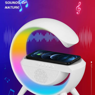 (Net) Wireless Charging Bedside LED Night Light, Bluetooth Speaker, Smart Big G Colorful Atmosphere Lamp / BT2301 / KR-204