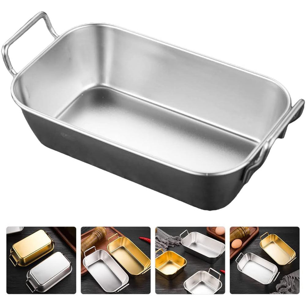 (NET) Stainless Steel Rectangle Metal Tray for Kitchen SILVER 10x17x5CM