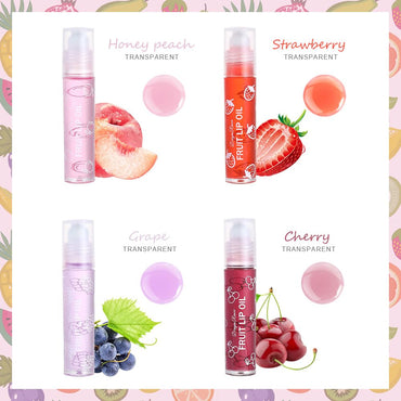 (NET) 4Pcs Roll On Lip Oil Hydrating Lip Gloss Set/805264