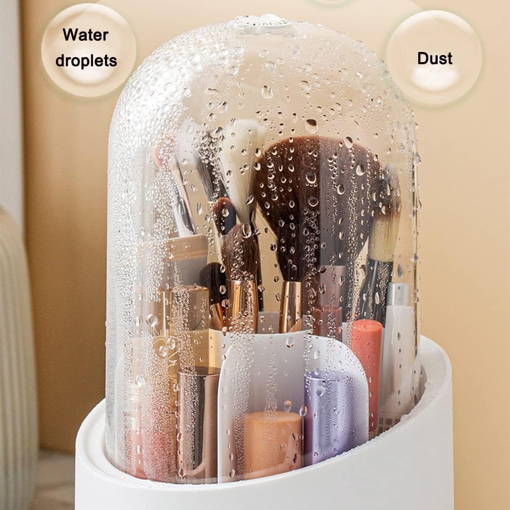360°  Rotating Makeup Brush Storage Box Portable Desktop Cosmetic Organizer Makeup Brush Holder With Lid Clear Acrylic Cover