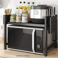 ( NET) Microwave oven rack Creativity Multilayer Stainless Kitchen Shelf Floor-mounted Bold Thick Kitchen Storage Rack Adjustable