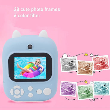 (Net) Children's Camera, Digital Camera Children's Print Instant Camera 1080P 2.4 Inch Display Video Camera Black and White Photo Camera with 32 GB and 3 Rolls