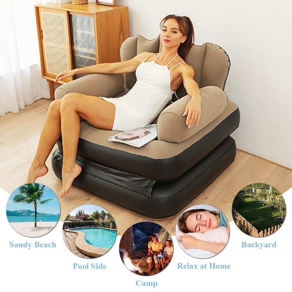 (NET) Inflatable Sofa Outdoor Adult Lazy Sofa Multifunctional Five in One Inflatable Bed Convenient Foldable Lounge Chair