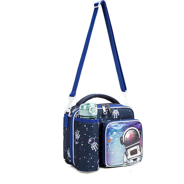 (NET) Astronaut Insulated Lunch Bag With Snack Pocket Bottle Holder Leakproof Reusable / 22049-A