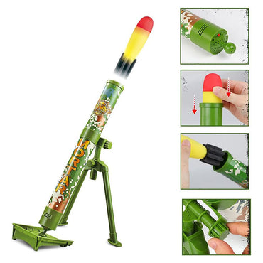 Toy Mortar Shooting Game Launcher Kid with Music Function Adjustable Elevation And Foam Rocket Missiles Included