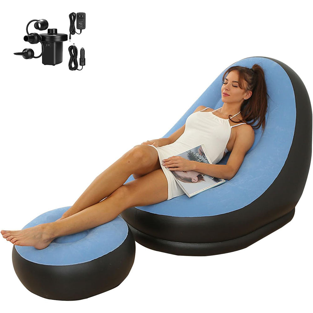 (NET) Inflatable Deck Chairs with Air Pump, Inflatable Patio Lounge Chairs