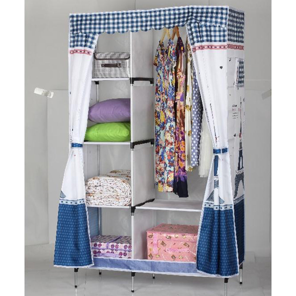 (Net) Wardrobe Fabric Wardrobe Folding Wardrobe Laundry Cabinet with Clothes Rail with Roll-Up Doors Wardrobe Clothes Cabinet Textile Wardrobe / PL13-105