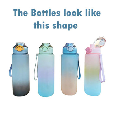 (Net) Water Bottle, BPA Free, Sport Gym Travel With Hanger With Time Marker, Leakproof - 700ml