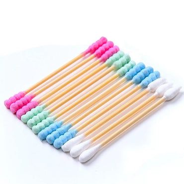 (NET)  100Pcs Double Head Disposable Makeup Cotton Swab