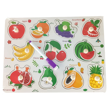 Educational Wooden Peg Board With Base Image & Whiteboard & Marker