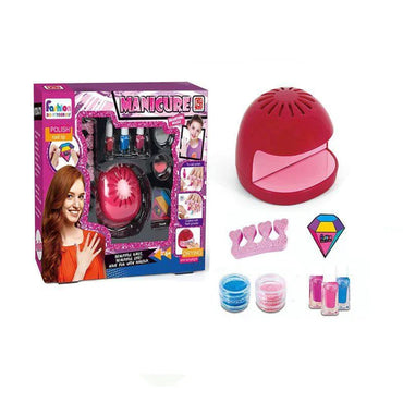 Creative 3-in-1 Children's Nail Art Kit with LED Lamp and Glitter