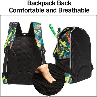 (NET) MOHCO Kids Backpack 17 inch Lunch Bag and Pencil Case Lightweight School Bookbag for Teens, Girls, Boys, Elementary and Middle school / 1055-3