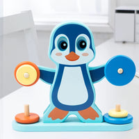 Wooden Penguin Balance Seesaw Game Educational Math Counting Number Board