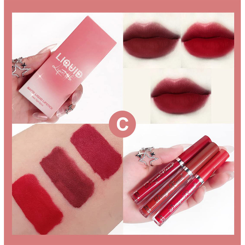 (NET)3 Colors Matte Lipstick Waterproof Set/804090