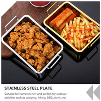 (NET) Food Serving Tray with Handle Plate 21x21x5 CM