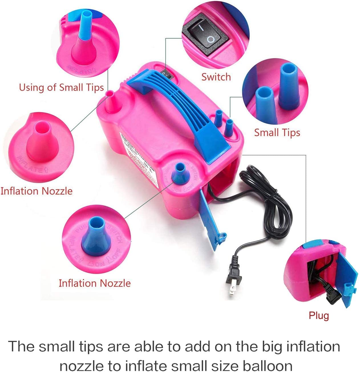(NET) Electric Inflator Double Hole Inflatable Balloon Pump Machine Fast Aerated KM-1
