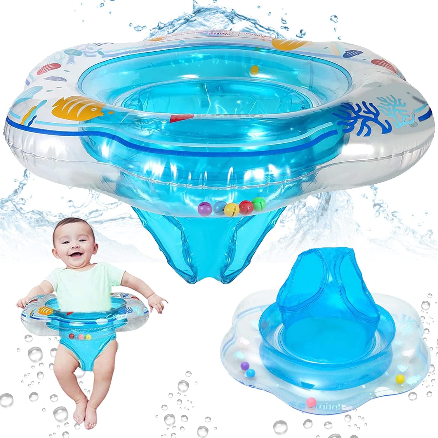 Double-Layer Airbag Baby Crystal Swimming Pool Ring Seat 70cm