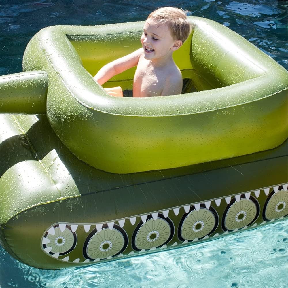(net)Tank Pool Float Gaint Inflatable Swimming Ring with Water Gun