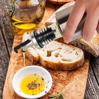 Oil Dispenser Bottle, Premium Glass Stainless Steel Cruet, Oil Pourer Spout,Use in Olive Oil 350ML