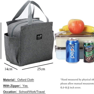 Portable Insulated Lunch Bag with Dual Side Pockets Thermal Lunch Tote Bag for Women Men Adults for Work Picnic School Office