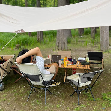 (net)Outdoor Portable Camping Chair Ultralight Compact Oxford Cloth Folding Lawn Chair Backpacking Seat With Small Pocket Carrying Bag