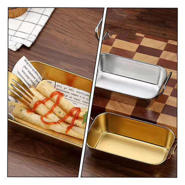 (NET) Food Serving Tray with Handle Plate 18x14x6 CM