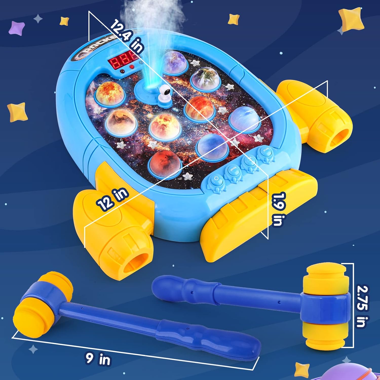 (NET) Space Planet Toys Whack A Mole Game for Toddlers