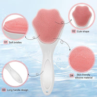 Silicone Face Scrubber Exfoliating Brush Manual Handheld Facial Cleansing Brush Blackhead Scrubber Soft Food Grade Silicone Bristles For Face Skincare