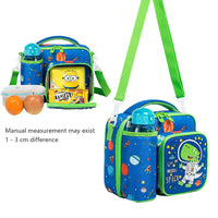 (NET) Insulated Lunch Box for Kids Reusable Cute Tote Bag With Bottle Holder For School / 22049-D