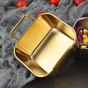 (NET) Brass Small Square Dish Feeder and Dish 10.5x10.5x4 CM