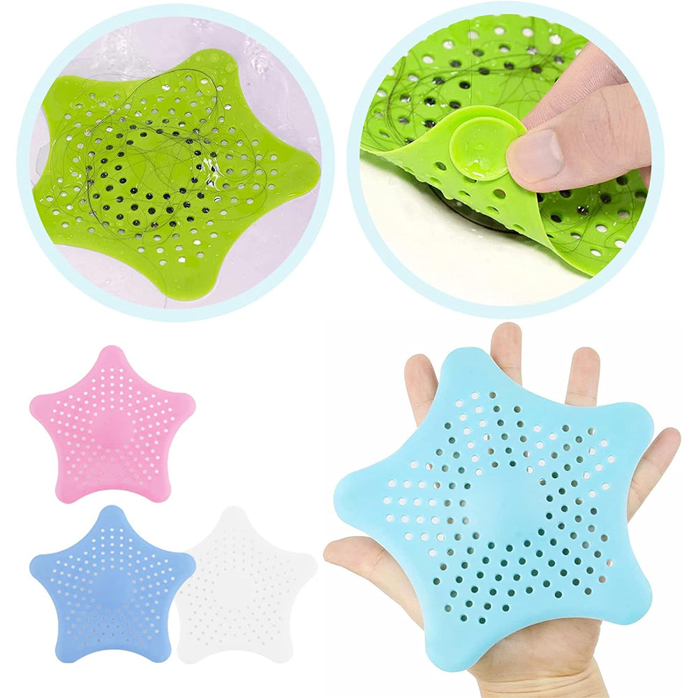 Silicone Drain Protector,( Set of 4 PIECES) Shower Hair Catcher with Strong Silicone Suction Cups Sewer DREN Filter Suitable for Shower Bathtubs Basins and Sinks
