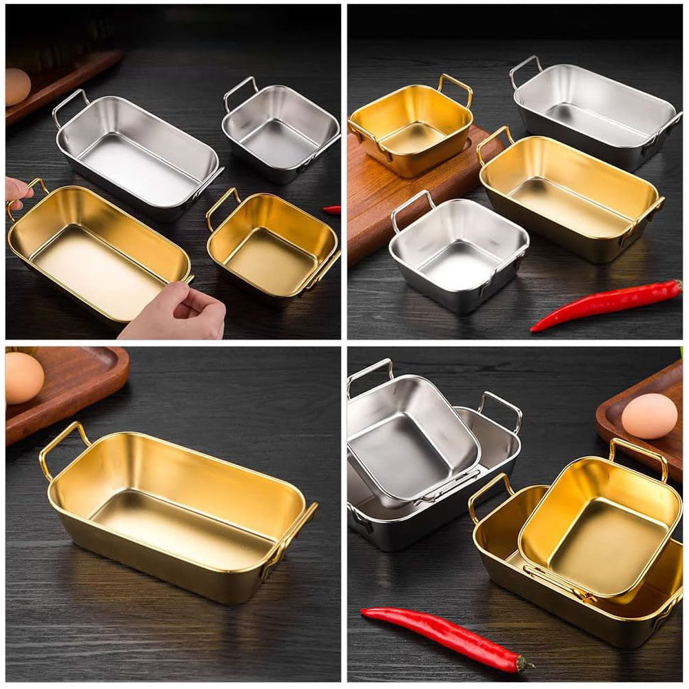(NET) Stainless Steel Rectangle Metal Tray for Kitchen SILVER 10x17x5CM