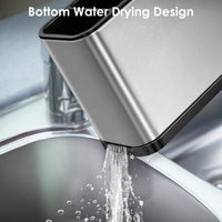 Utensil Crock Holder Caddy Organizer 4 Divider Drip Tray for Kitchen Countertop Stainless Steel ABS Anti Slip Scratch Rustproof