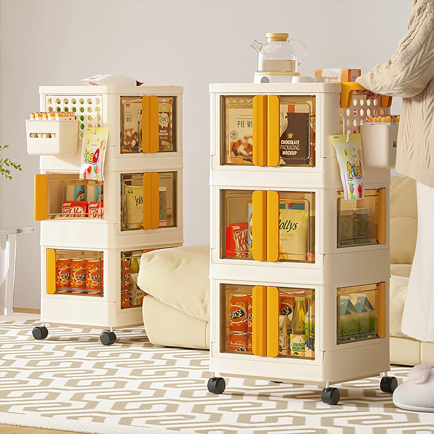 (NET) 3 Tier Stackable Storage Box with Wheels