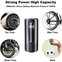 (NET) Portable Air Compressor  Car Tyre Inflator with Pressure Gauge , Electric Bike Pump for Cars