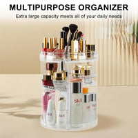 Makeup organizer 360 Degree Rotating Adjustable Display Box Suitable For Jewelry Makeup Brushes Lipsticks And More Clear Transparent