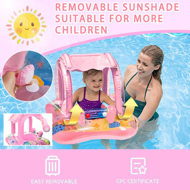 (NET) Baby Swimming Ring with Sun Canopy